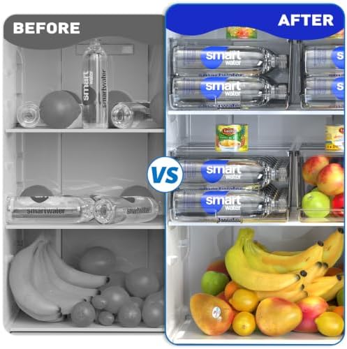 2 Pack Water Bottle Organizer for Refrigerator, Stackable with Lid