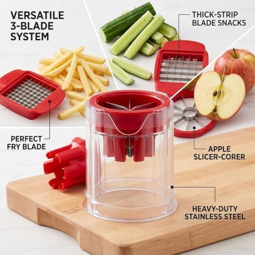Multi-Functional Vegetable & Fruit Chopper, French Fry Cutter, Slicer & Corer,Professional Home Style Onion Chopper, Vegetable Dicer Manual with 420 Stainless Steel Blades (2Pc) - Image 3