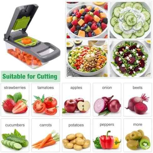 Vegetable Chopper, 16-in-1 Onion Chopper with Container, Food Chopper Dicer and Mandoline Slicer for Meal Prep, All in One Spiralizer Grater Cutter Kitchen Gadgets Set - Image 4