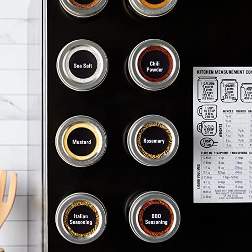 Magnetic Spice Jars - 3 oz, Stainless Steel, 24-Pack - Spice Tins with Sift & Pour Lids & Fridge Magnets for Kitchen Organization