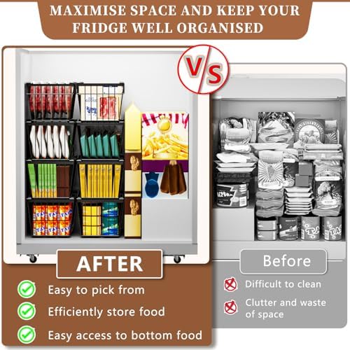 Enhanced Leak-Proof Bottom, Small Freezer Organizer Bins for 7 Cu.Ft