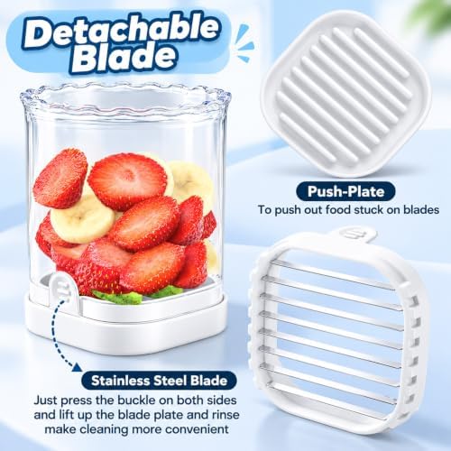 Creative Strawberry Slicer, Detachable Cutter with Push Plate (Black+White) - Image 5