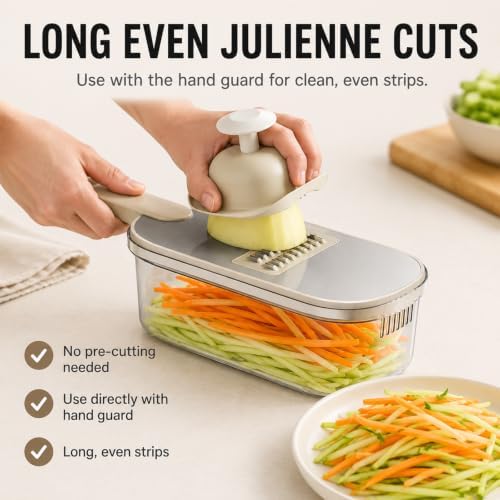 Mandoline Slicer, Vegetable Cutter, Container, Glove & Guard, 6-Blade - Image 3