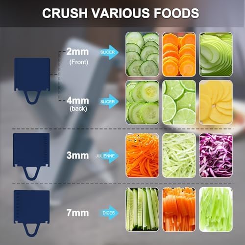 Mandoline Slicer Safe Multifunctional Dicer Adjustable Commercial Slicer Machine Stainless Steel Chopper (White Blue) - Image 3