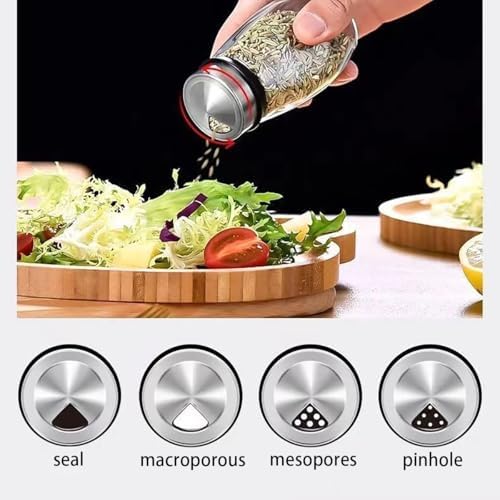 Rotating Spice Rack, 6PC Glass Spice Jars Suitable for kitchen countertops
