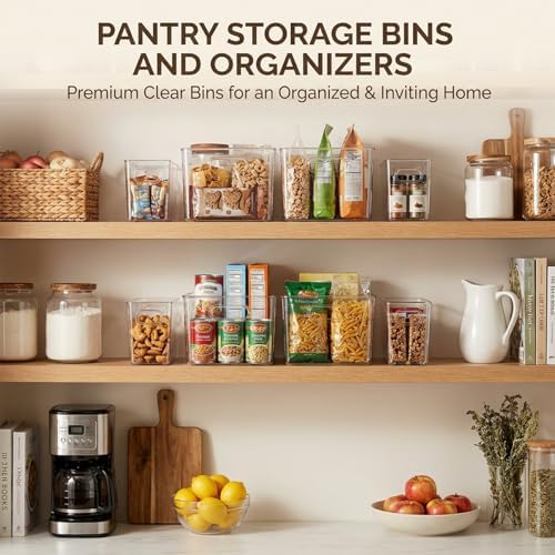 8 Pack Clear Plastic Storage Organizer Bins, 4 Large & 4 Narrow