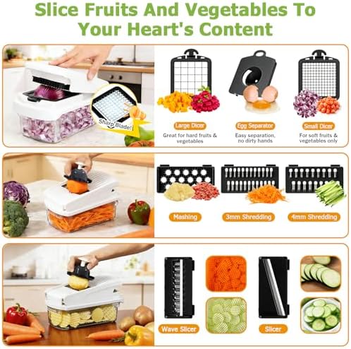 15 in 1 Vegetable Chopper with Container and Stainless Steel Blades - Image 3