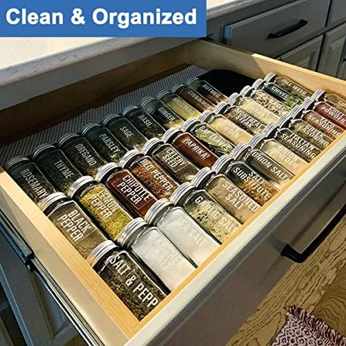Expandable Spice Drawer Rack Organizer Insert for Kitchen Cabinet - Multi Tier Adjustable Spice Storage Shelf for Seasoning and Jar, Pack of 6