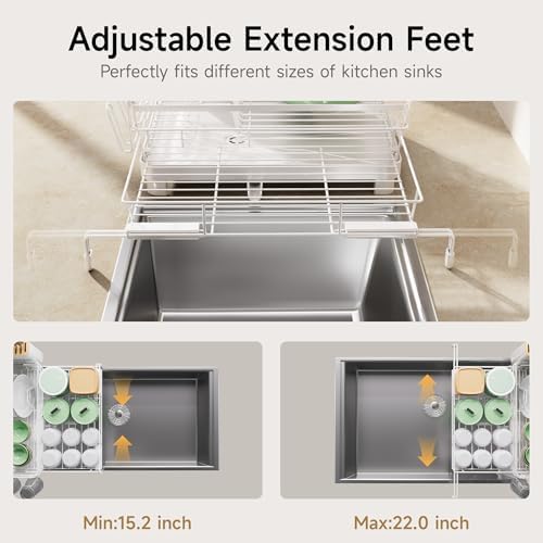 Expandable Dish Drying Rack for Kitchen Counter Dish Strainer Over the Sink
