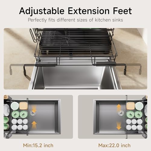 Expandable Dish Drying Rack for Kitchen Counter Dish Strainer Over the Sink