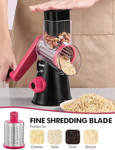 Rotary Cheese Grater Hand Crank, Cheese Shredder Vegetable Slicer