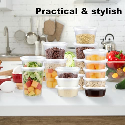 60 Sets Deli Containers with Lids Disposable Plastic Food Storage