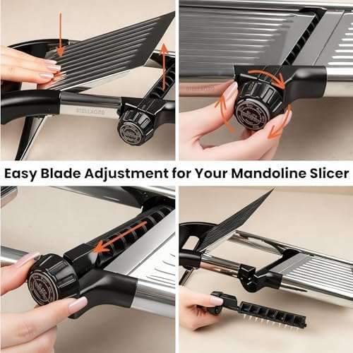Mandoline Slicer for Kitchen, Adjustable Vegetable Slicer with Julienne Blade, Stainless Steel Food Cutter with Hand Guard for Potatoes, Cucumbers, Onions & Meal Prep - Image 5