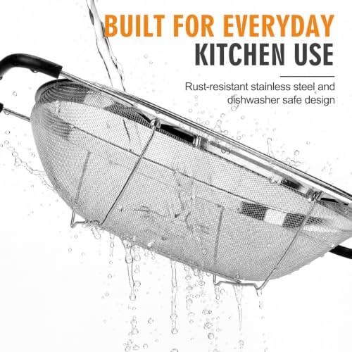 Over the Sink Colander, Stainless Steel Fine Mesh, 6 Quart 2 Pack