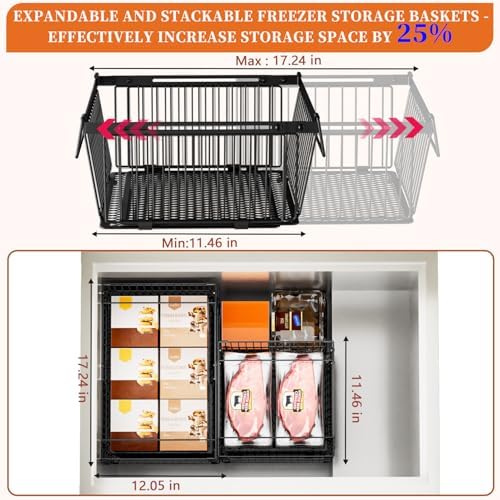 Large Freezer Organizer Bins for 10 to 20 Cu.Ft,Leak-Proof Bottom,4 Pack