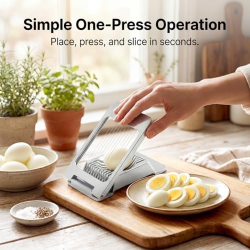 Egg Slicer for Hard Boiled Eggs, Multipurpose Manual Egg Slicer Heavy Duty - Image 4