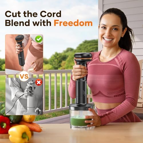 5-in-1 Cordless Immersion Blender with for Removable 6000mAh Battery