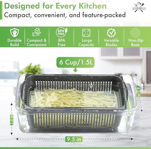 Vegetable Chopper 16 in 1 with Container, Veggie Chopper Food Chopper and Dicer, Onion Chopper Vegetable Cutter with 8 Stainless Steel Blades, Easy Meal Prep Kitchen Tool, Green