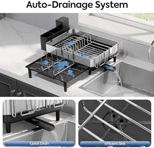 Expandable Dish Drying Rack, Stainless Steel, Large Capacity