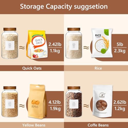 88oz Glass Jars w/Acacia Lids for Flour & Sugar Storage Containers