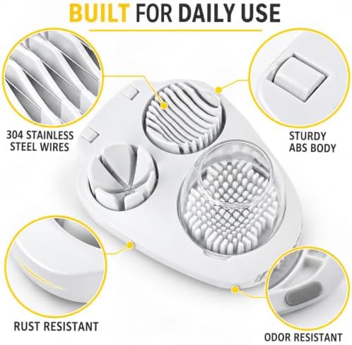 3 In 1 Egg Slicer for Hard Boiled Eggs,3 Slice Modes Egg Cutter,Stainless Steel Dicer for Strawberry Mushroom Grape Cherry, Multifunctional Food Cutter Slicer for Home Kitchen Chopper Gadgets (Yellow)
