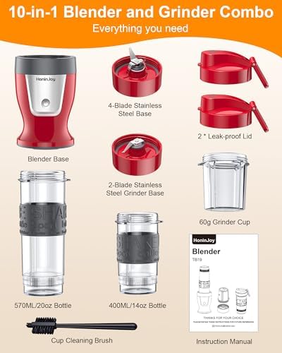 Smoothie Blender and Grinder Combo, 10-Piece Blenders Shakes - Image 2