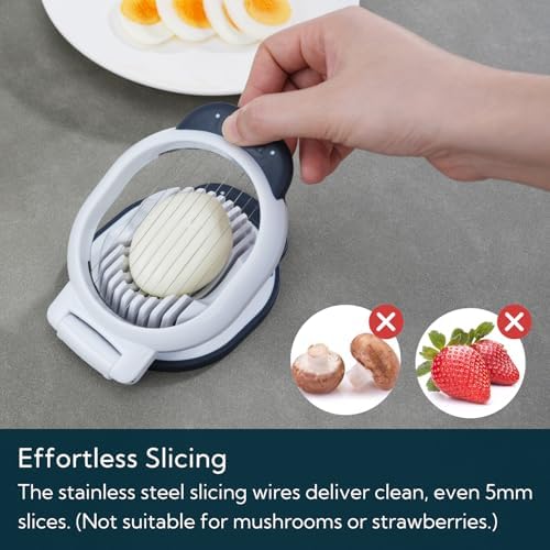 KITCHENDAO Replaceable Egg Slicer with Stainless Steel Wires, Egg Cutter for Hard-Boiled Eggs, Dual-Direction Cutting, Heavy-Duty Egg Dicer, Non-Slip Base & Handle, Dishwasher Safe - Image 3