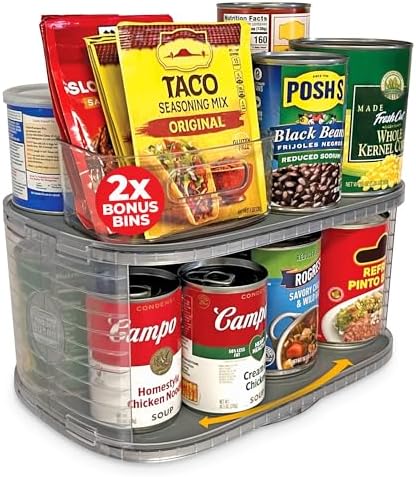 2-Tier Lazy Susan Organizer for Cabinet, Steel Reinforced