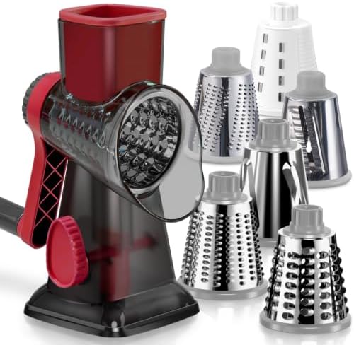 KEOUKE Rotary Cheese Grater, Hand Crank Shredder Slicer, Snow Cone Maker by KEOUKE