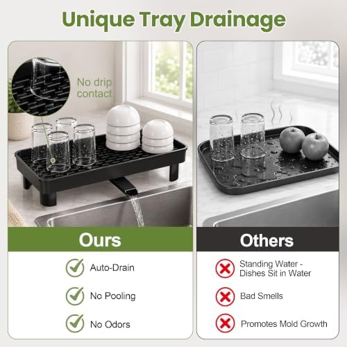 Over Sink Dish Drying Rack - Expandable 14"-22" Small Dish Drainer