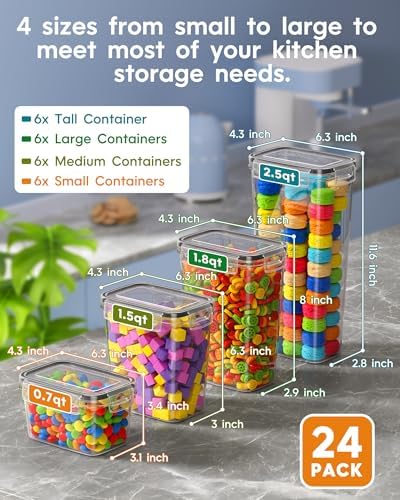 Airtight Food Storage Containers with Lids, 24 PCS, BPA-free