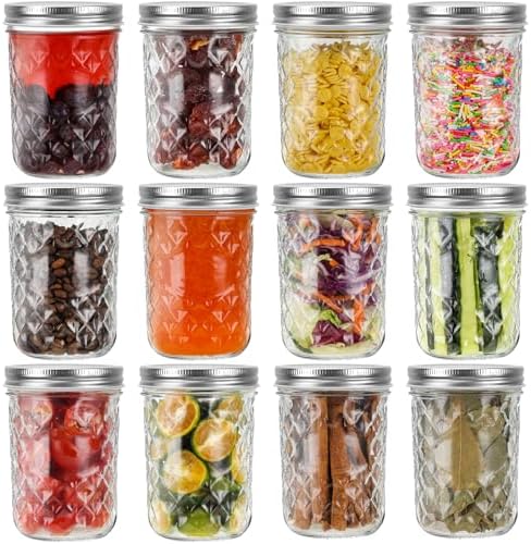 12 Pack16oz Wide Mouth Glass Mason Jars, Canning Jars with Airtight Lids