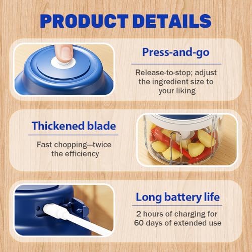 Mini Electric Garlic Chopper USB Rechargeable Onion Ginger Grinder (Purple) - Image 2