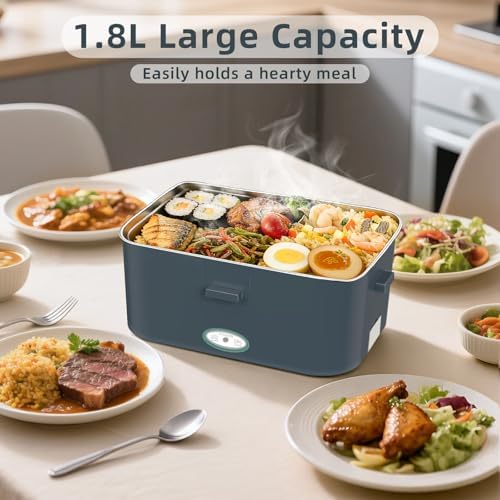 1.8L Electric Lunch Box for Adults, 80W Fast Heated Lunch Box