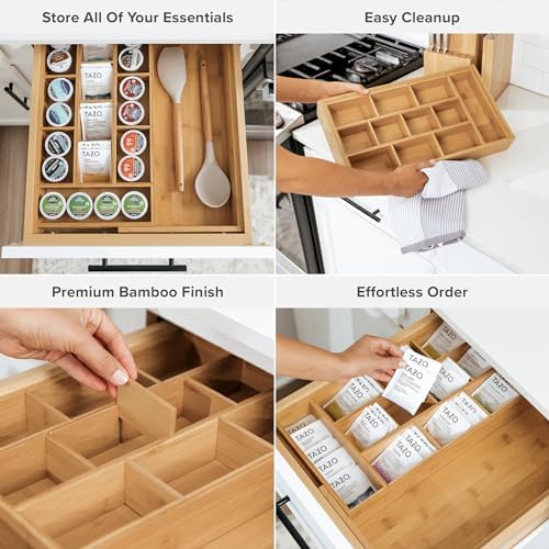 Tea Bag & Coffee Pod Organizer, 9.7-17 in, Bamboo
