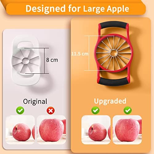 Newness Apple Cutter Slicer, [Upgraded] Cut Apples All The Way Through, [Large Size] 16 Slices HEAVY DUTY Apple and Pear Corer Divider with Base, Stainless Steel Kitchen Tools Fruits Peeler, Wedger…