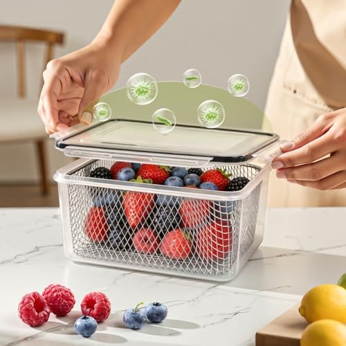 3 PCS Large Fruit storage Containers for Fridge Food Storage Containers