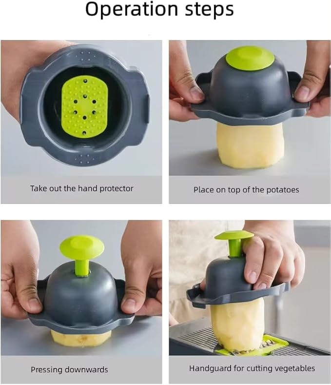 Pro Multifunctional Vegetable Chopper - 16 in 1 Food Chopper With 8 Blades, Slicer, Dicer, Cutter for Onions, Carrots, Garlic - Container Included