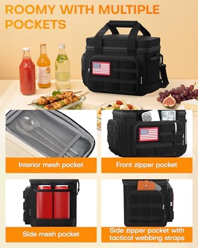 Lunch Box Men Women Tactical Insulated Lunch Bag Black 8L