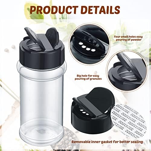 36 Pack 3 oz Clear Plastic Spice Jars with Shaker Lids,Black