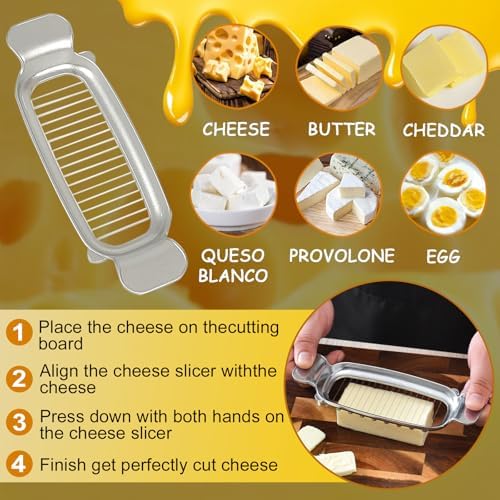 Stainless Steel Butter Slicer Cutter with 2 Butter Knives – Hand Held Ergonomic Butter Cutter for Stick Butter & Soft Cheese, 3 in 1 Easy Butter Spreader Knife for Cold Butter Slicing & Spreading - Image 3