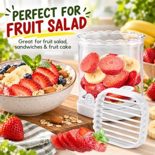 Creative Strawberry Slicer, Detachable Cutter with Push Plate (Black+White) - Image 4