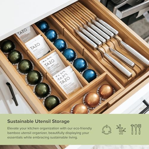 Tea Bag & Coffee Pod Organizer, 9.7-17 in, Bamboo