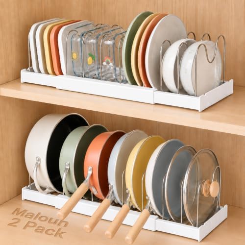 Expandable Pots and Pans Organizer Under Cabinet, 2 Pack