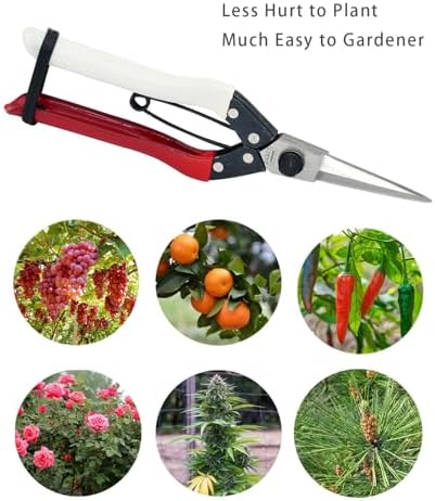 Double-Edge Garden Shears Micro-Tip Pruning Shears Extra Heavy Straight Garden Scissors Effortless Cuts Pruning Shears for Gardening Clippers for Plant Herb Flower Harvesting Fruits vegetables