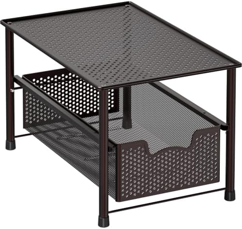Stackable Under Sink Sliding Basket Drawer, Brown
