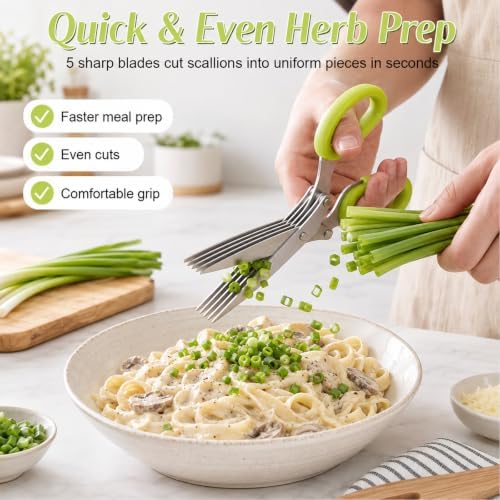 5-Layer Vegetable Shears, Multipurpose 5 Blade Scissors，Green+Blue