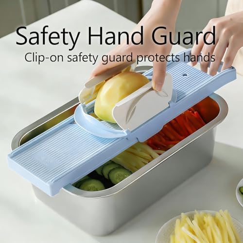 LongJiang S2 Mandoline Slicer Set, Adjustable Thickness, 0.09-0.15 inches (2.5-4 mm), Safety Hand Guard, Adjustable Slicing Shredding, for Cabbage, Potato, Tomato, Carrot, Vegetables and Fruits - Image 3