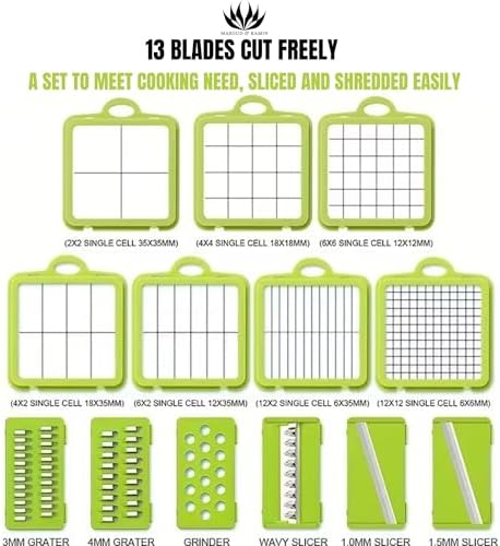 Vegetable chopper & Fruit Chopper, Mandolin Food Slicer, Veggie Shredder with Container, Essential Kitchen Gadgets (22 in 1)