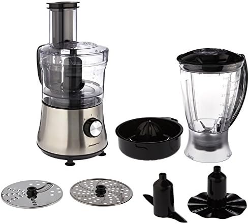 Ovente Electric Food Processor & Vegetable Chopper 8-Cup Capacity with Stainless Steel Slicer or Shredder, 2 Speed Control, Powerful 500 Watts Processor for Large Food Ingredients, Silver (PF6007S) by OVENTE